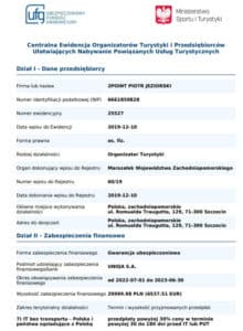 Wpis do rejestru Organizatorów Turystyki