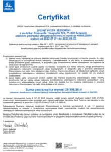 Certyfikat Gwarancji Ubezpieczeniowych