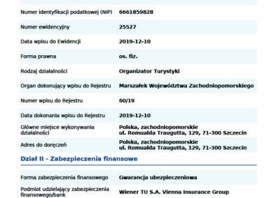 Wpis do Rejestru Organizatorów Turystyki